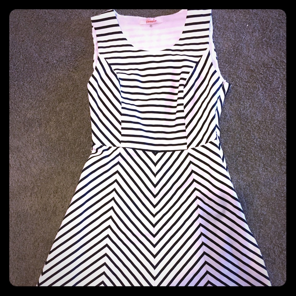 B/W Striped A-line Dress